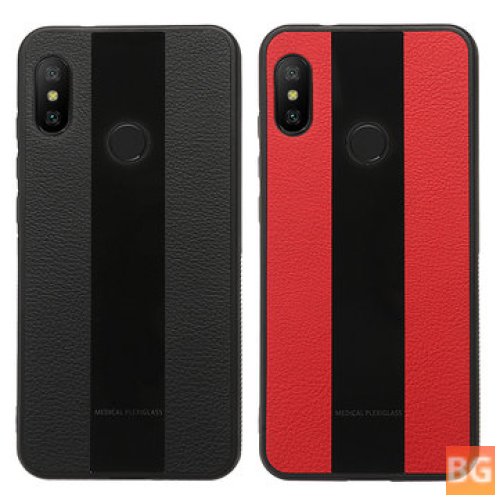 Excellway Leather Back Cover for Xiaomi Redmi Note 6 Pro