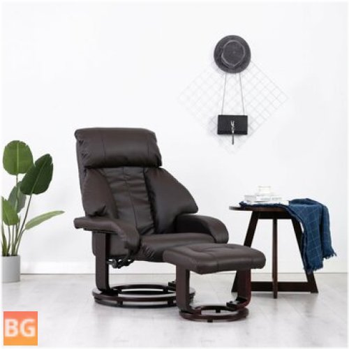 Armchair with Footstool - Artificial Leather Brown