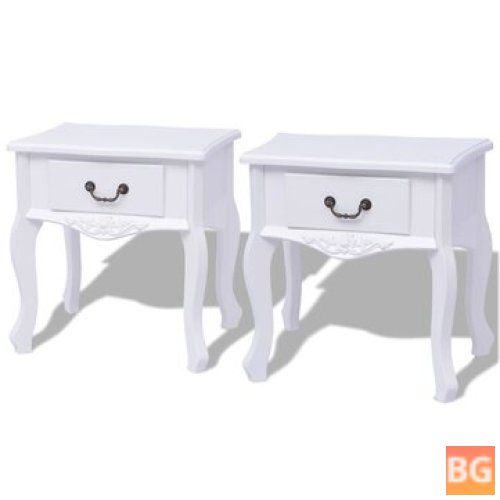 2 Pieces MDF White Bedside Tables