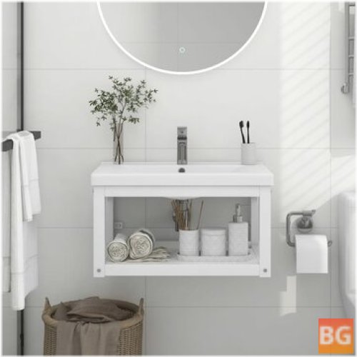 Washbasin frame with white wall mount - 59x38x31 cm