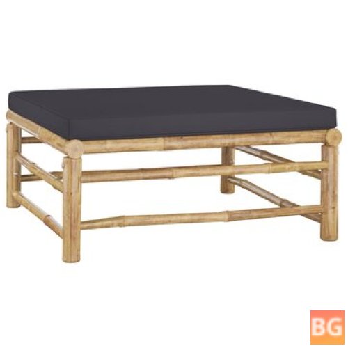 Garden Footrest with Light Gray Cushion Bamboo