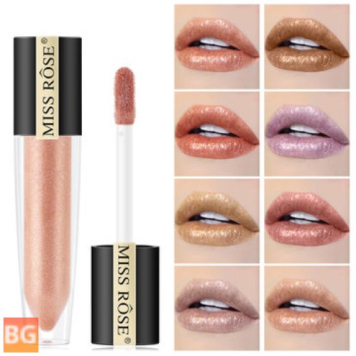 Miss Rose Shimmer Lip Gloss Lipstick Waterproof, Long-lasting Lip Gloss Beauty Cosmetics Make Up Lip Makeup