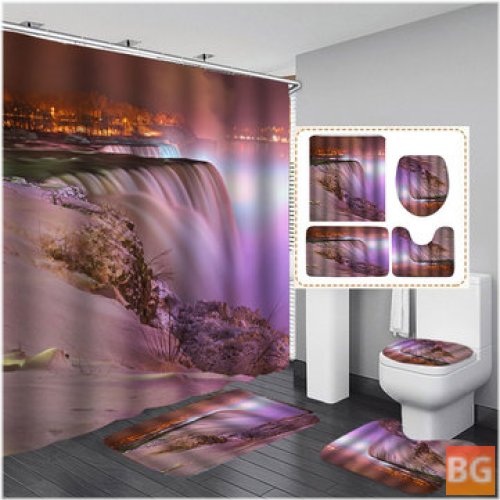 Bathroom Shower Curtain and Toilet Cover - Set of 2