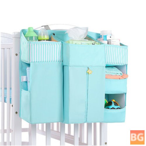 Baby Crib with Toy Box and Hanging Storage Bag