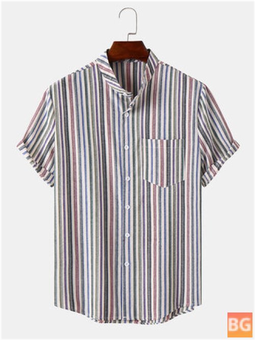 Colorful Pinstripe Short Sleeve Shirt