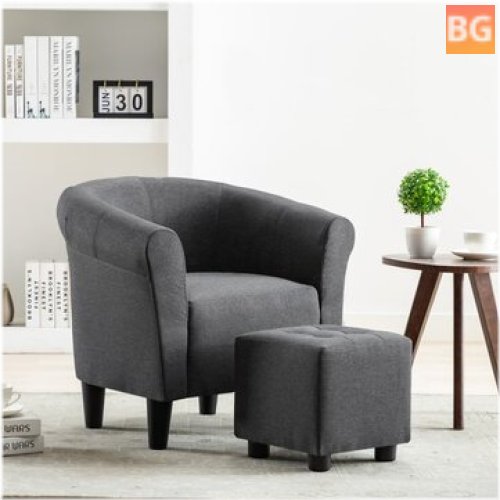 2-piece Armchair with hocker fabric light gray