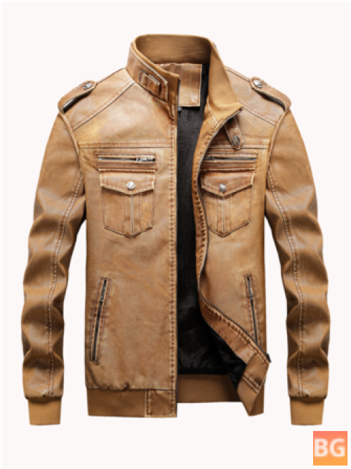 Warm Vintage PU Leather Jackets for Men