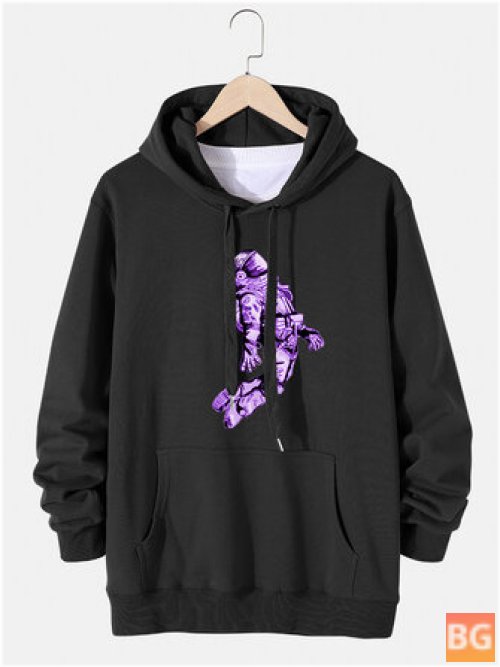 Space Print Hoodie with Pouch