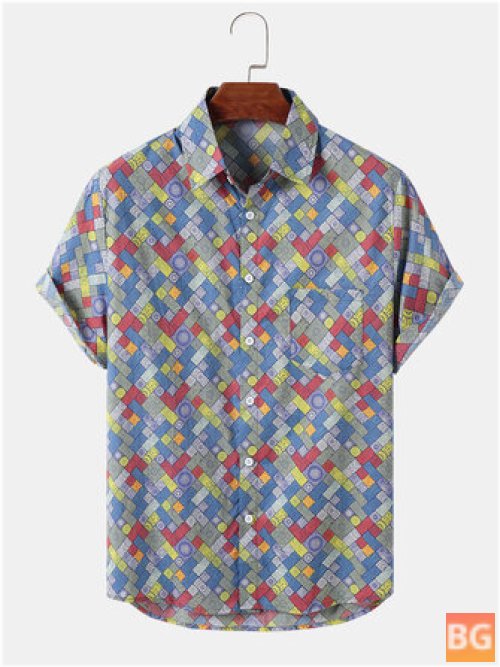 Short Sleeve Lapel Shirt for Men