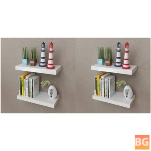 4-Piece White Wall Shelves
