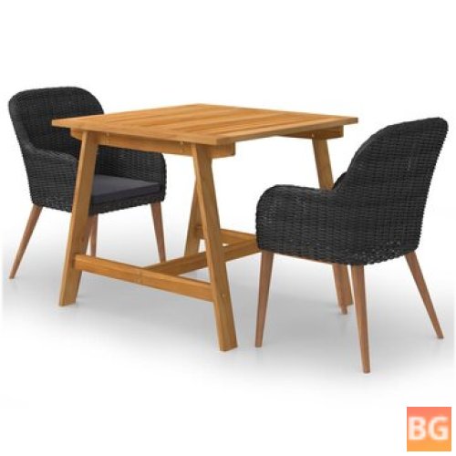 Patio Table and Chairs Set, Black