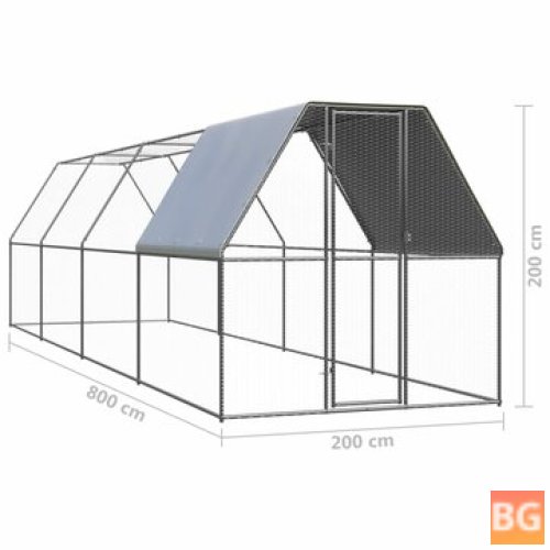 Outdoor Chicken Cage 6.6'x26.2'x4.9' Galvanized Steel