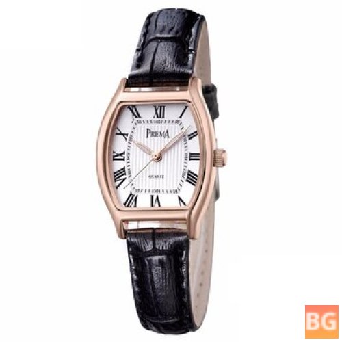 PU Leather Watch Band with Quartz Movement - Casual