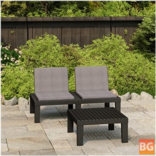 Garden Lounge Set with Cushions - Plastic Gray