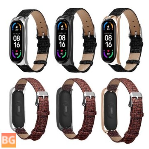 Weave Textured Leather Band for Xiaomi Mi Band 6/5