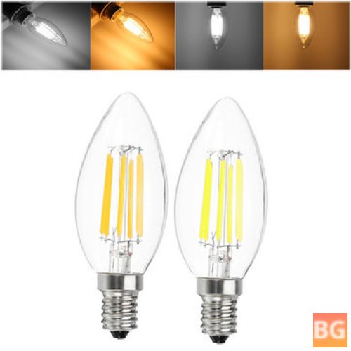 Warm White LED Candle Light Bulb - E12/E14/C35