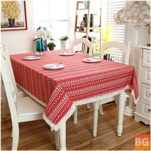 Tablecloth - Christmas Tree - Deer - Coffee - Square - Waterproof - Table Cover