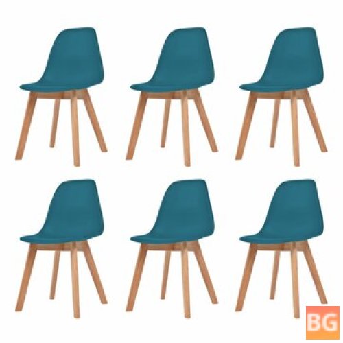 6-Piece Set of Plastic Chair Chairs in Turquoise
