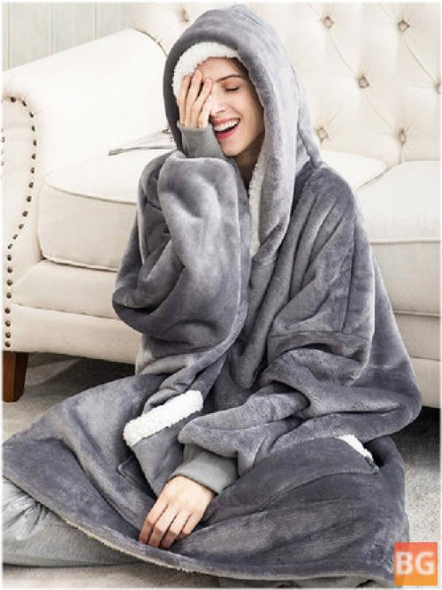 Women's Flannel Oversized Blanket Hoodies for Warm Sleepwear Robes
