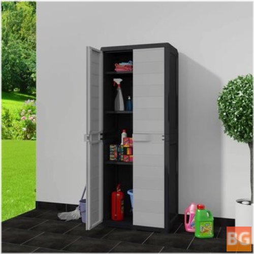 Garden Storage Cabinet with 2 Shelves Black and Gray