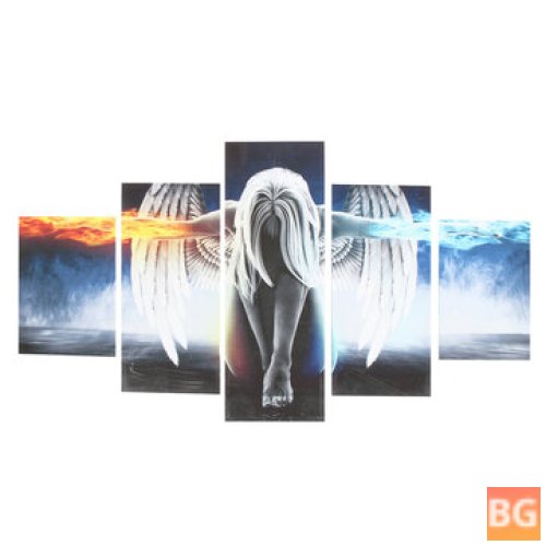 5PCS Angel Canvas Print Painting Home Decor with Framed for Office