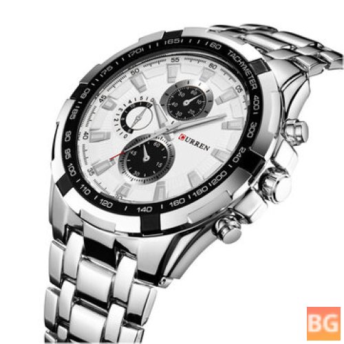 3ATM Waterproof Men's Watch with Time Display - Stainless Steel Band