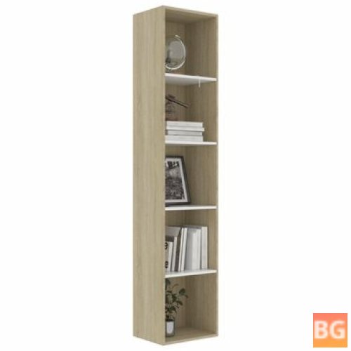 Book Cabinet with White and Sonoma Oak Woodgrain Panel