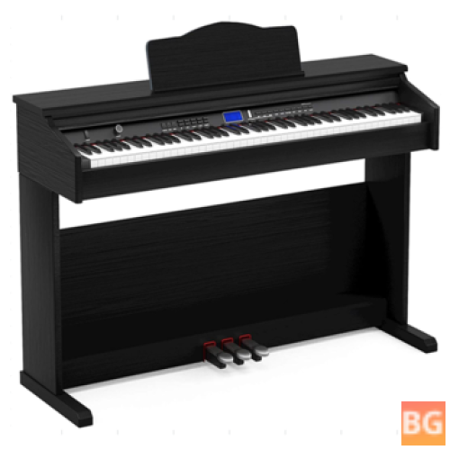 Zebra Electronic Piano with Sliding Cover and Wooden Stand