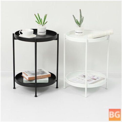 Iron Sofa Side Coffee Table - Round - Small End Tables - Display - for Living Room Bedroom