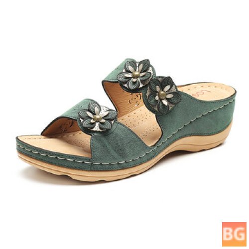 Flowers Wedge Sandals - Soft and Casual