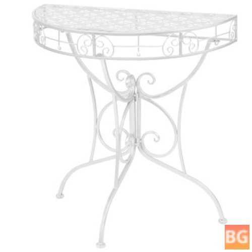 Vintage Table with Round Metal Legs and Silver Base