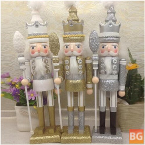 42cm Wooden Nutcracker Doll Soldier Vintage Christmas Action Figure Gifts