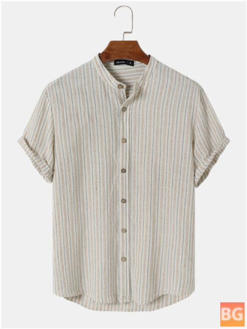 Cotton Pinstripe Collar Shirt