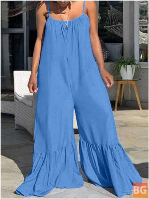 Pleated Straps Jumpsuit for Women