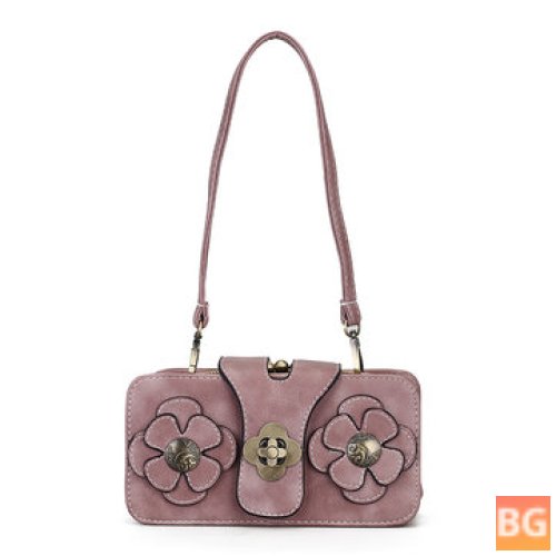 Women Retro PU Leather Hasp Zipper Handbag - Rectangular Purse Wallet Phone Bag