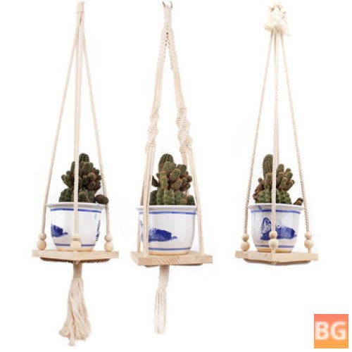 Hanging Planter with Rope Braided Stem and Flower Pot