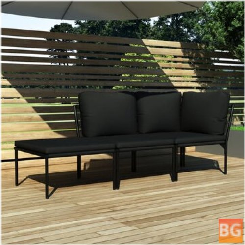 Garden Lounge Set with Cushions - Black
