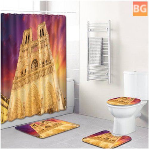 Waterproof Shower Curtain and Toilet Seat Cover - Set of 4
