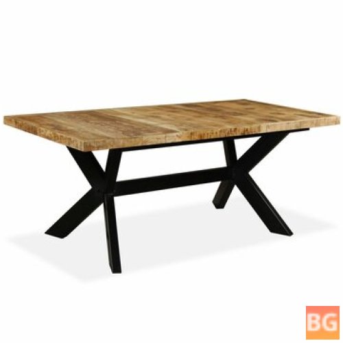 Table with Solid Wooden Mango Wood and Steel Cross