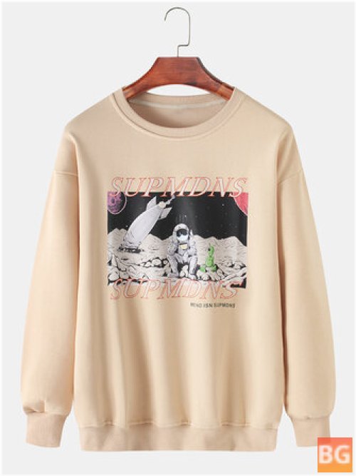 Cotton Astronaut Graphic Print Sweatshirt