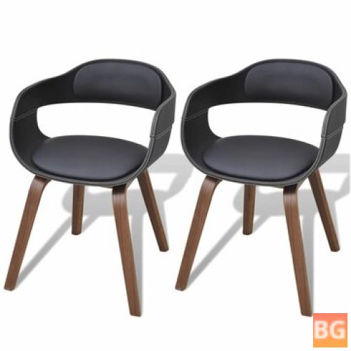 Black Dining Room Chairs with Wood Arms and Leatherette Arms