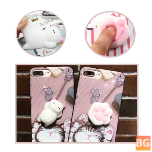 3D Cartoon Soft-Touch Squishy Cat Claw PC Case for iPhone 6/6s/6sPlus