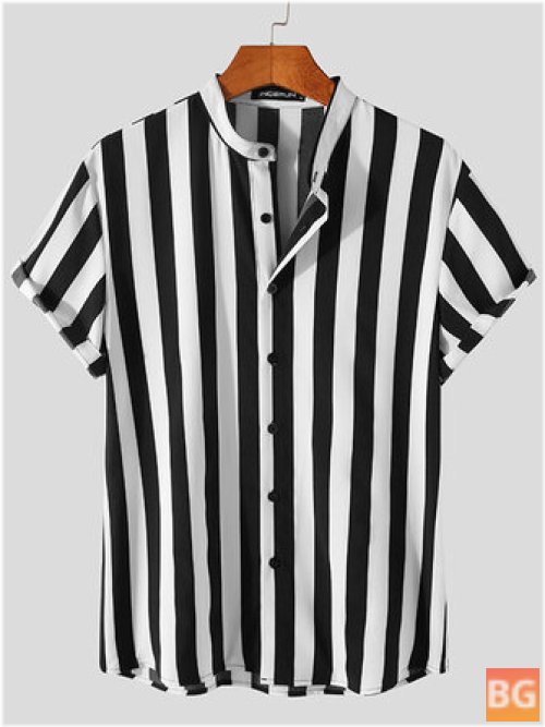 Short Sleeve Striped Shirts - Men