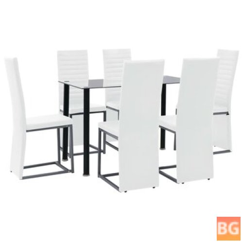 Steel and Glass Dining Area Table with Black and White Glass