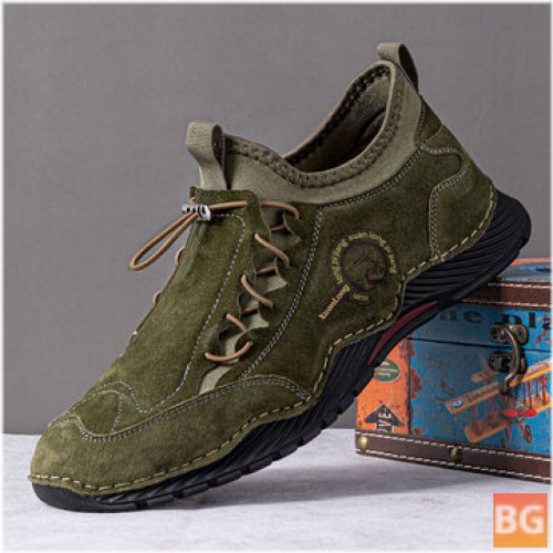 Cowhide Hollow Out Breathable Hand Stitching Sneakers