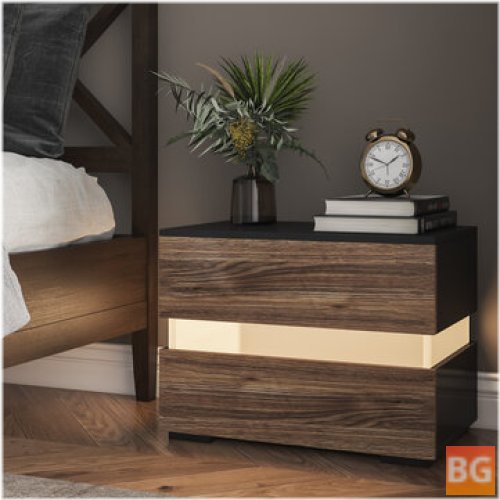 Hommpa LED Nightstand Bedside Table Cabinet with 2 Drawers