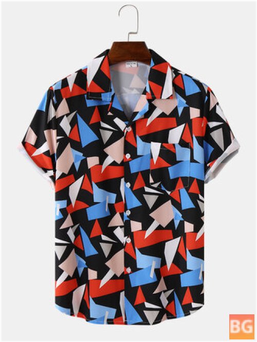 Short Sleeve Shirts with Geometric Print