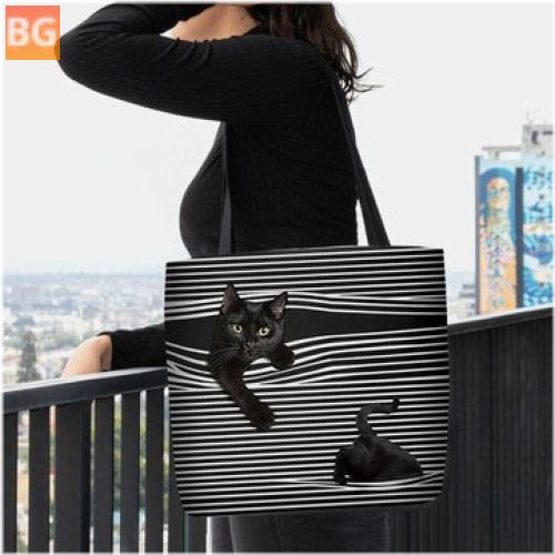 Women's Felt Cute 3D Striped Shoulder Bag Handbag Tote