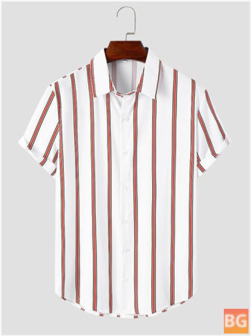 Vertical Stripe Button-Up Shirt