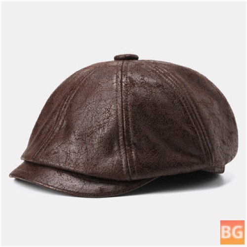 PU Leather Newsboy Hat - Men's